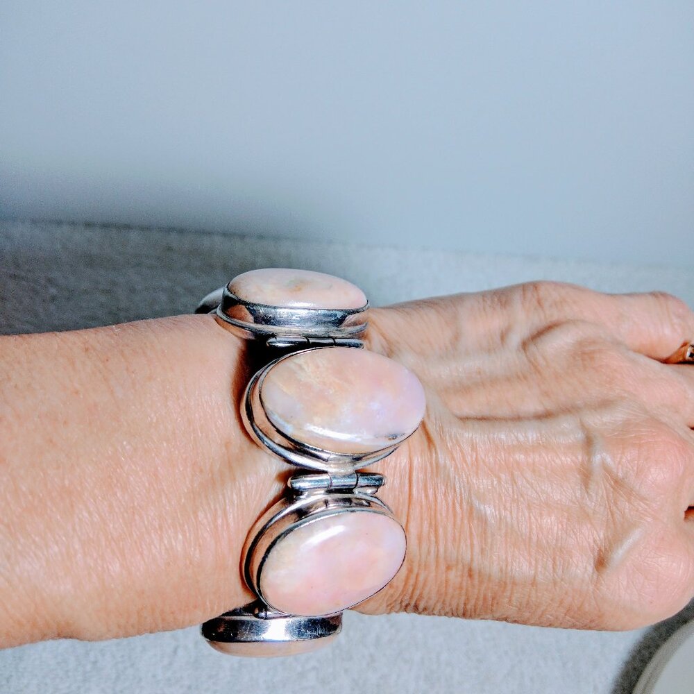Bracelet - Solid Sterling Silver & Natural Stone